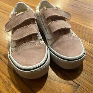 EUC VANS Kids Pink checkered Velcro Sneakers size 10.5